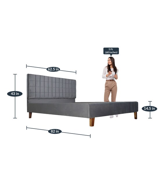 Buy Austin Queen Bed in Grey Colour by Casacraft Online Transitional