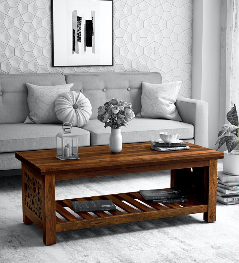 Buy Aura Solid Wood Coffee Table In Provincial Teak Finish By ...