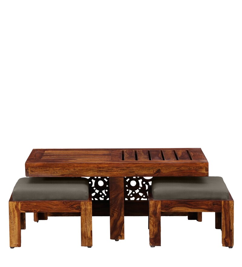Buy Aura Solid Wood Nesting Coffee Table Set In Provincial Teak Finish