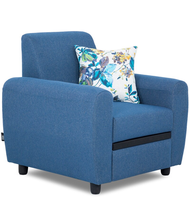 Buy Austin Fabric 1 Seater Sofa in Blue Colour Online Contemporary 1