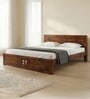Audi Wooden Queen Size Bed V3 Sheesham Wood Bed Frame with MDF & Solid Wood Veneer Dark Finish
