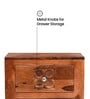 Audi Wooden Side Table V3 Sheesham Wood Bedside Table with Drawer Storage MDF & Solid Wood Veneer Nightstand with Metal Knobs