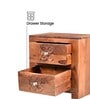 Audi Wooden Side Table V3 Sheesham Wood Bedside Table with Drawer Storage MDF & Solid Wood Veneer Nightstand with Metal Knobs