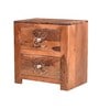 Audi Wooden Side Table V3 Sheesham Wood Bedside Table with Drawer Storage MDF & Solid Wood Veneer Nightstand with Metal Knobs