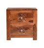 Audi Wooden Side Table V3 Sheesham Wood Bedside Table with Drawer Storage MDF & Solid Wood Veneer Nightstand with Metal Knobs