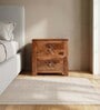 Audi Wooden Side Table V3 Sheesham Wood Bedside Table with Drawer Storage MDF & Solid Wood Veneer Nightstand with Metal Knobs