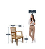 Aura Solid Wood Arm Chair In Teak & Gold Colour Set Of 2