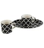 Aura Black Ceramic Glossy (Set of 7) Coffee Mug with Tray Gift Set