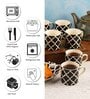 Aura Black Ceramic Glossy (Set of 7) Coffee Mug with Tray Gift Set