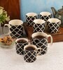 Aura Black Ceramic Glossy (Set of 8) Coffee Mug Gift Set
