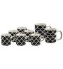 Aura Black Ceramic Glossy (Set of 8) Coffee Mug Gift Set