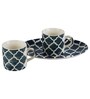 Aura Blue Ceramic Glossy (Set of 7) Coffee Mug with Tray Gift Set