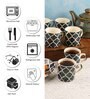 Aura Blue Ceramic Glossy (Set of 7) Coffee Mug with Tray Gift Set