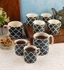 Aura Blue Ceramic Glossy (Set of 8) Coffee Mug Gift Set