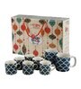 Aura Blue Ceramic Glossy (Set of 8) Coffee Mug Gift Set