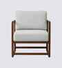 Aura Boucle Fabric Arm Chair In White Colour