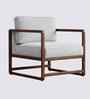 Aura Boucle Fabric Arm Chair In White Colour
