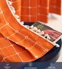 Aura Burnt Orange Checks Embroidery Cotton Curtains for Window Pack of 1