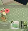 Aura Checks sage green Embroidered Cotton Table cover ( 6 Seater  )