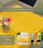 Aura Checks yellow Embroidered Cotton Table cover ( 4 Seater  )