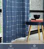 Aura Indigo Checks Embroidery Cotton Curtains for Door Pack of 1