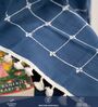 Aura Indigo Checks Embroidery Cotton Curtains for Window Pack of 1