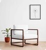 Aura Pu Leather Arm Chair in Off White Colour