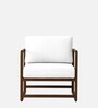 Aura Pu Leather Arm Chair in Off White Colour