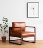 Aura Pu Leather Arm Chair in Tan Colour
