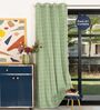 Aura Sage Green Checks Embroidery Cotton Curtains for Long Door Pack of 1
