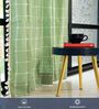 Aura Sage Green Checks Embroidery Cotton Curtains for Long Door Pack of 1