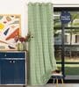 Aura Sage Green Checks Embroidery Cotton Curtains for Window Pack of 1