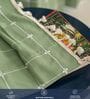 Aura Sage Green Checks Embroidery Cotton Curtains for Window Pack of 1