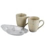 Aura White Ceramic Glossy (Set of 3) Coffee Mug With Tray Gift Set