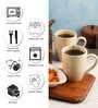 Aura White Ceramic Glossy (Set of 3) Coffee Mug With Tray Gift Set