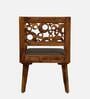 Aura Sheesham Wood Arm Chair in Scratch Resistant Provincial Teak Finish With Olive Cushion