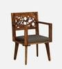Aura Sheesham Wood Arm Chair in Scratch Resistant Provincial Teak Finish With Olive Cushion