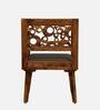 Aura Sheesham Wood Arm Chair in Scratch Resistant Provincial Teak Finish With Olive Cushion