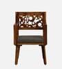 Aura Sheesham Wood Arm Chair in Scratch Resistant Provincial Teak Finish With Olive Cushion