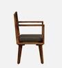 Aura Sheesham Wood Arm Chair in Scratch Resistant Provincial Teak Finish With Olive Cushion