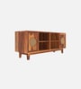 Aura Sheesham Wood With Cane Door TV Console In Natural Finish