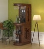Aura Sheesham Wood Open Bar Cabinet In Provincial Teak Finish