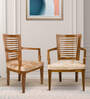 Aura Teak Wood Arm Chair In Teak Finish (Set of 2)
