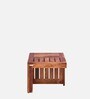 Aura Sheesham Wood Nesting Coffee Table Set in Scratch Resistant Rustic Teak Finish With Cushioned Stools