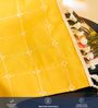 Aura Yellow Checks Embroidery Cotton Curtains for Window Pack of 1