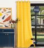 Aura Yellow Checks Embroidery Cotton Curtains for Window Pack of 1