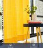 Aura Yellow Checks Embroidery Cotton Curtains for Window Pack of 1