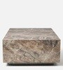 Auraa Coffee Table With Light Veined Stone Design In Brown Colour