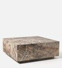 Auraa Coffee Table With Light Veined Stone Design In Brown Colour