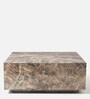 Auraa Coffee Table With Light Veined Stone Design In Brown Colour